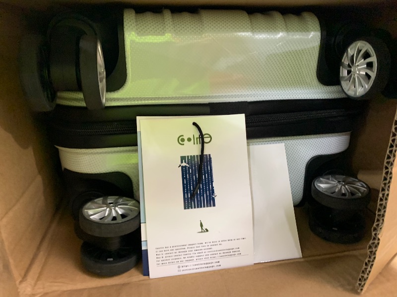 Photo 1 of Coolife Luggage Expandable(only 28") Suitcase PC+ABS Spinner 20in 24in 28in Carry on (white grid new, S(20in)_carry on)