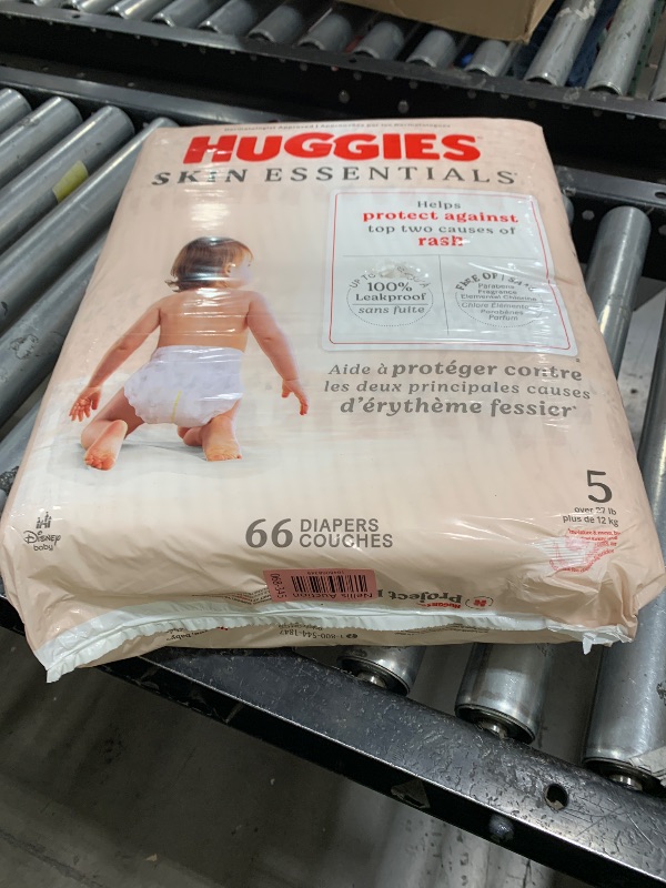 Photo 1 of Huggies Size 5 Diapers, Skin Essentials Baby Diapers, Size 5 (27+ lbs), 132 Count (2 Packs of 66), Packaging May Vary
