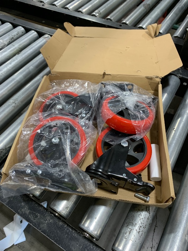 Photo 1 of Nefish Swivel Caster Wheel for Cart, 5 Inch Industrial Casters Set of 4 - Heavy Duty Top Plate Casters with Brake 2200 Lbs, 360 Degree Polyurethane Wheels for Cart, Trolleys, Furniture, Equipment