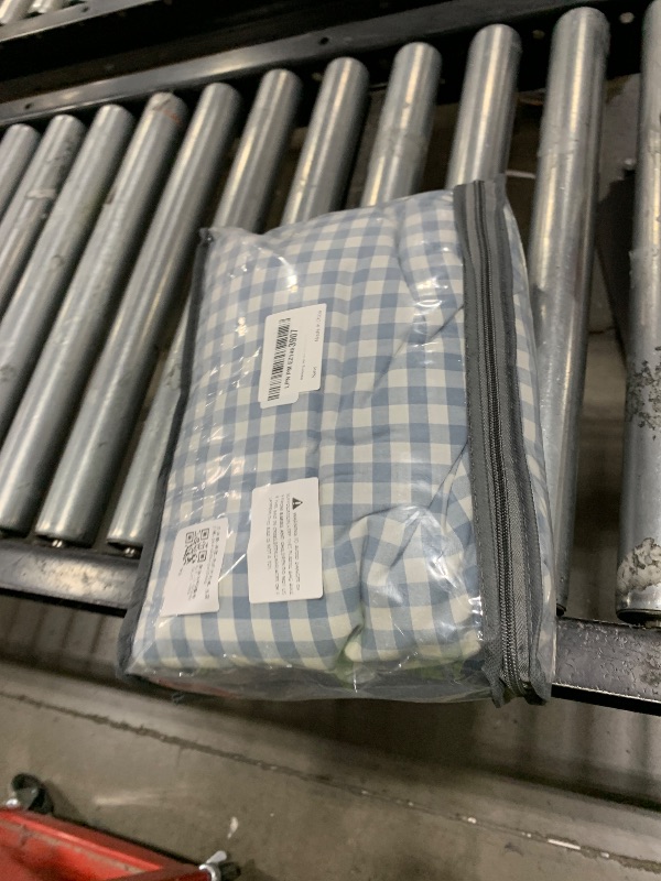 Photo 1 of Nayoroom Gingham Duvet Cover King Size 100% Washed Cotton Blue Plaid Checkered Comforter Cover 3 Pcs Soft Breathable Grid Farmhouse Dorm Bedding Set for All Seasons
