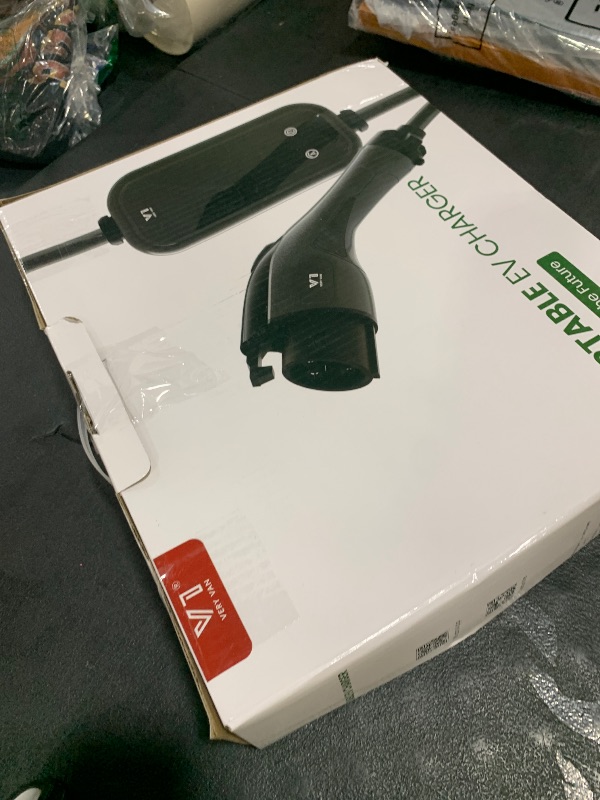 Photo 1 of Level 1&2 Portable EV Charger, 16A Electric Vehicle Charger with 25FT Extension Cable, NEMA 6-20 Plug & 5-15P Adapter, Compatible with J1772 EVs, Home & Travel Use(Not For Tesla Unless Get an Adapter)