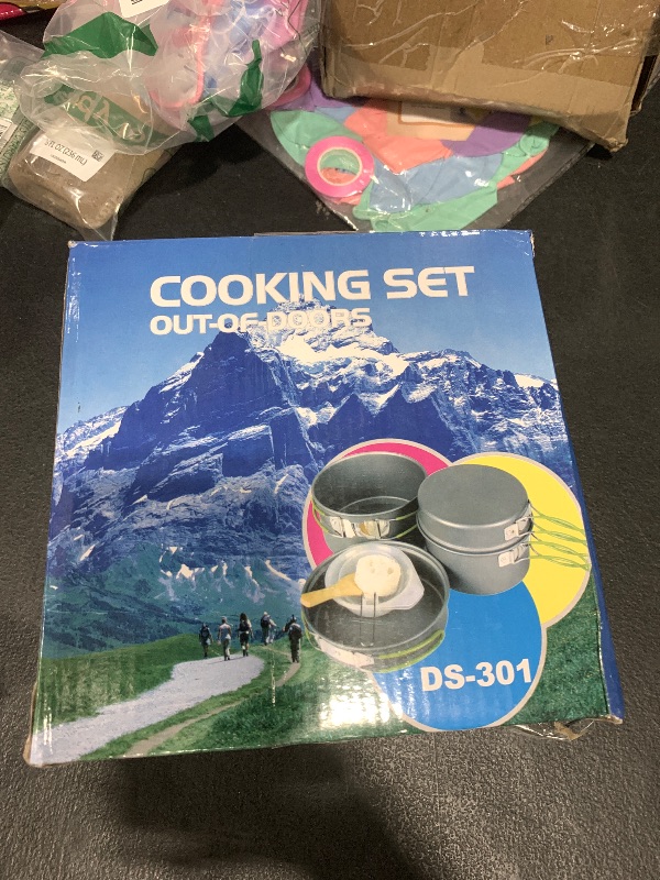 Photo 1 of Gutsdoor Camping Cookware Set Camping Gear Campfire Utensils Non-Stick Cooking Equipment Lightweight Stackable Pot Pan Bowls with Storage Bag for Outdoor Hiking (11 Piece/Set)