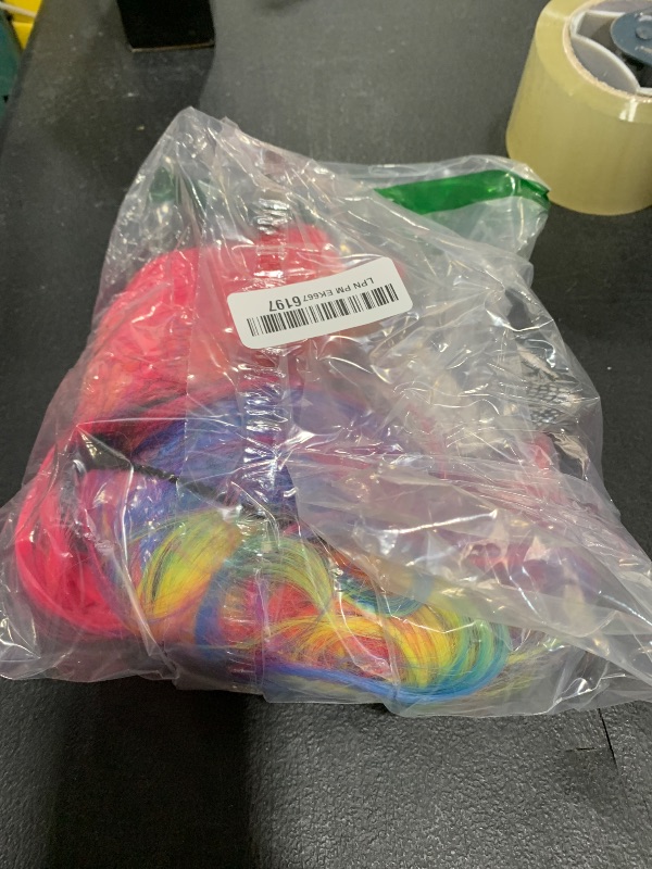 Photo 1 of DUDUWIG Kids Rainbow Long Wavy Wig - Pastel Colorful Wig for Girls - Cosplay & Halloween - Hairnet Included