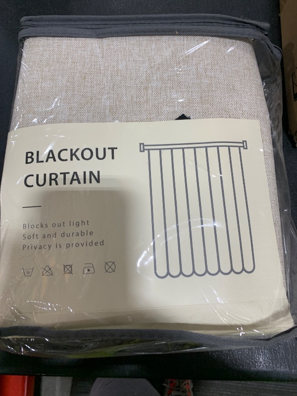 Photo 1 of 100% Blackout Shield Linen Blackout Curtains for Bedroom 72 Inches Long, Back Tab/Rod Pocket Living Room Drapes, Thermal Insulated Blackout Curtains 2 Panels Set, 50" W x 72" L, Oatmeal