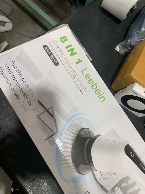 Photo 1 of Leebein Electric Spin Scrubber, Cordless Cleaning Brush with 8 Replaceable Brush Heads, Tub and Floor Tile 360 Power Scrubber Dual Speed with Adjustable & Detachable Handle for Bathroom Kitchen Car
