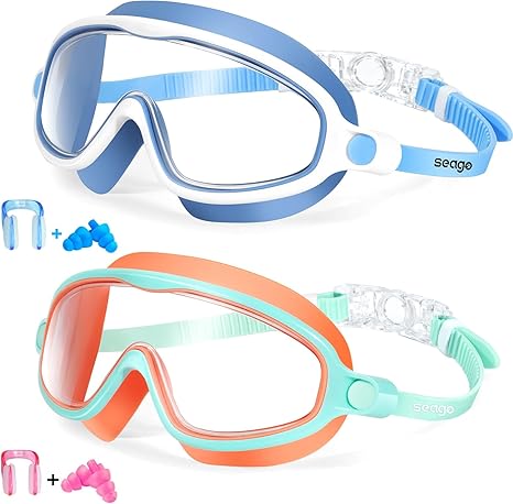 Photo 1 of  Swim Goggles 2 Pack Anti-Fog Anti-UV Wide View Swimming Goggles for Kids 3-14
