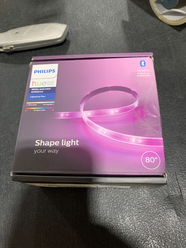 Photo 1 of Philips Hue Indoor 6-Foot Smart LED Light Strip Plus Base Kit - Color-Changing Single Color Effect - 1 Pack - Control with Hue App - Works with Alexa, Google Assistant and Apple HomeKit
