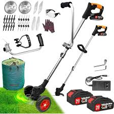 Photo 1 of Electric  Wacker Eater Battery Powered, Cordless Weed Trimmer with 2 21V/2.0Ah Battery Operated & Charger & 5 Types Blades & Wheels, No-String Grass Trimmer/Lawn Edger/Brush Cutter for Garden Yard