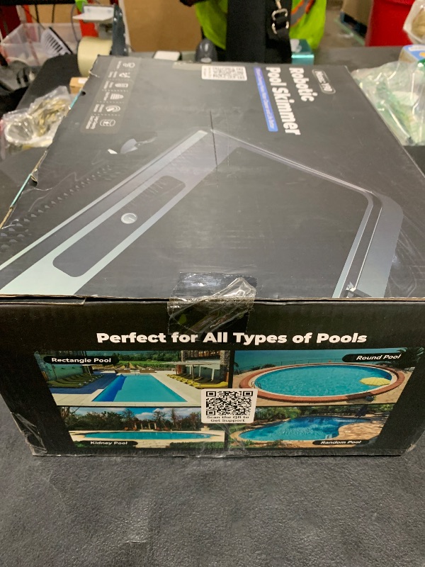 Photo 1 of Pool Skimmer Robot Solar Powered Robotic Surface Cleaner with Remote Control Dual Charging Options Smart Obstacle Avoidance 12 Hours Continuous Cleaning Ideal for Above Ground Pool Black