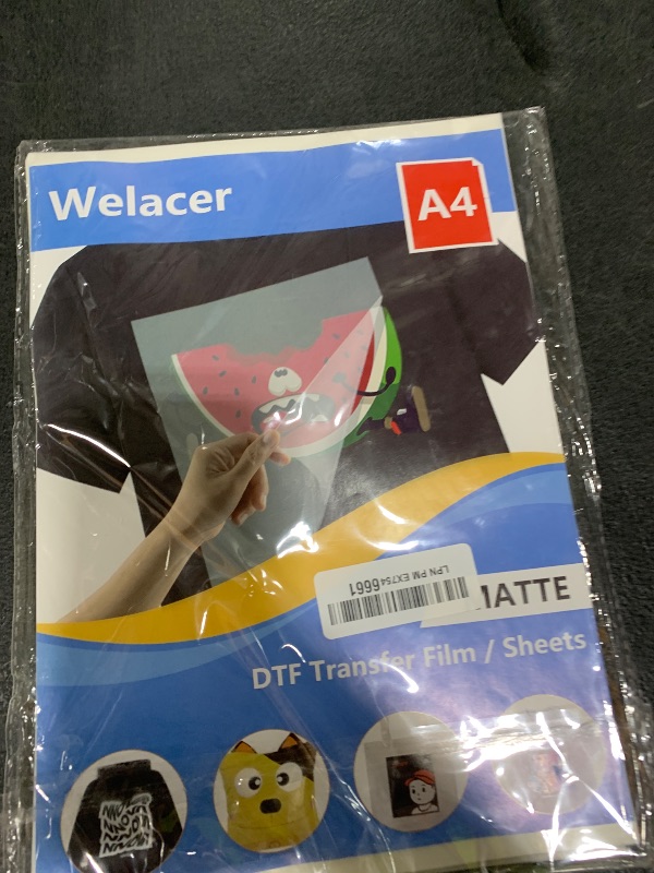 Photo 1 of 100 Sheets DTF Transfer Film Paper A4 Double Sided Thick Clear Pretreat Sheets, PET Heat Transfer Paper for Inkjet Printer DTG Printer Direct Print On T Shirts Textile