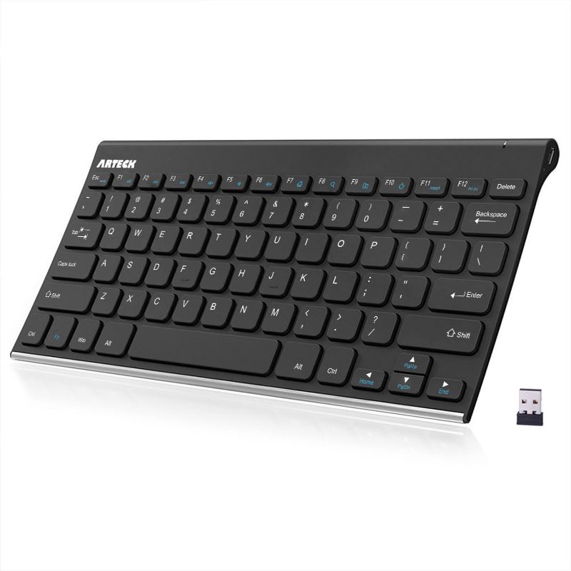 Photo 1 of Arteck 2.4G Wireless Keyboard Stainless Steel Ultra Slim Keyboard for Computer/Desktop/PC/Laptop/Surface/Smart TV and Windows 11/10 / 8/7 / Vista/XP Built in Rechargeable Battery