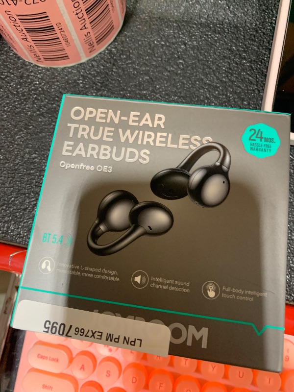 Photo 1 of JOYROOM OE3 Clip-On Earbuds, Wireless Open Ear Earbuds Headphones with Auto L-R Recognition, Omni Tap Control, Immersive Sound, and Ultra-Light 4.9g Fit, Comfortable for Workouts and Daily Use?Black?