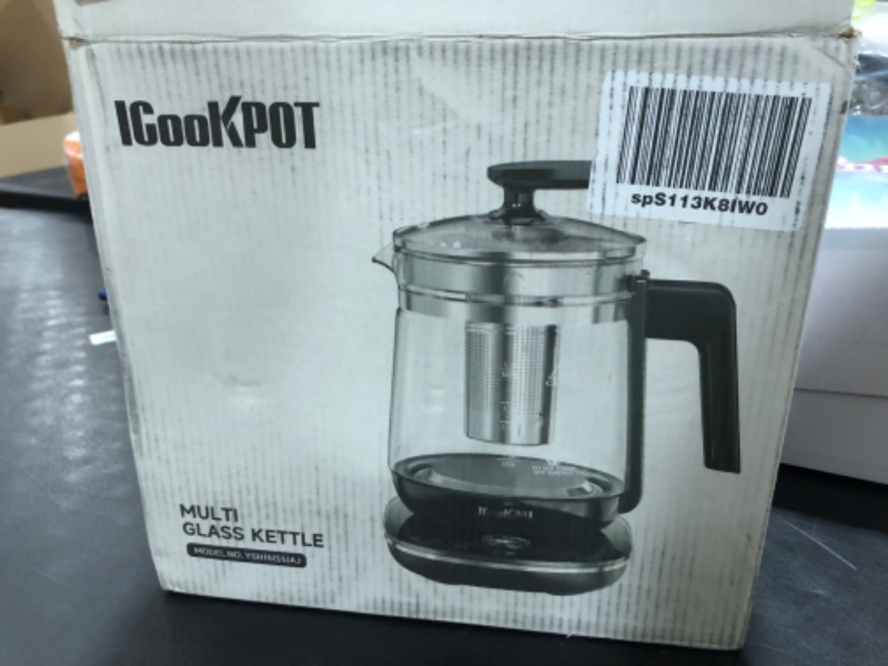 Photo 1 of ICOOKPOT Hot Tea Maker Glass Electric Kettle with Tea Infuser and Temperature Control,1.5L Stainless Steel Tea Maker & 1200W Rapid Boiling,Programmable Control for your Favorite Teas and Coffee,Red