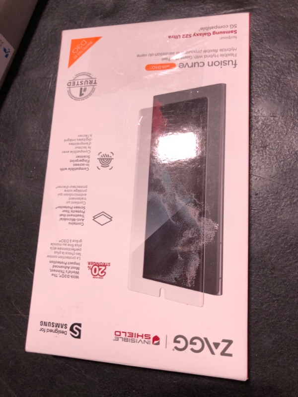 Photo 1 of ZAGG InvisibleShield Fusion Curve with D3O for Samsung Galaxy S22 Ultra – Flexible Hybrid Screen Protection – Strengthened with D3O – Extreme Impact and Scratch Protection – for Curved Screens