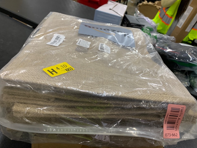 Photo 1 of 10 Pack Reusable Jute Tote Bags with Handles, 15.1X11.8X5.5 Inch Large Natural Blank Burlap Tote for Grocery Shopping, Weddings, Travel, Bachelorette Parties & DIY Embroidery Crafts