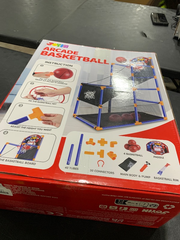 Photo 1 of JOYIN Arcade Basketball Game Set with 4 Balls and Hoop for Kids 3 to 12 Years Old Indoor Outdoor Sport Play - Easy Set Up - Air Pump Included - Ideal for Competition