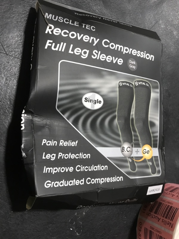 Photo 1 of Vital Salveo Germanium & Carbon Recovery Full Leg Sleeve – Compression Leg Sleeve, Long Knee Sleeve for Arthritis, Basketball, Cycling, Football, Dark Grey (1 PC) Medium