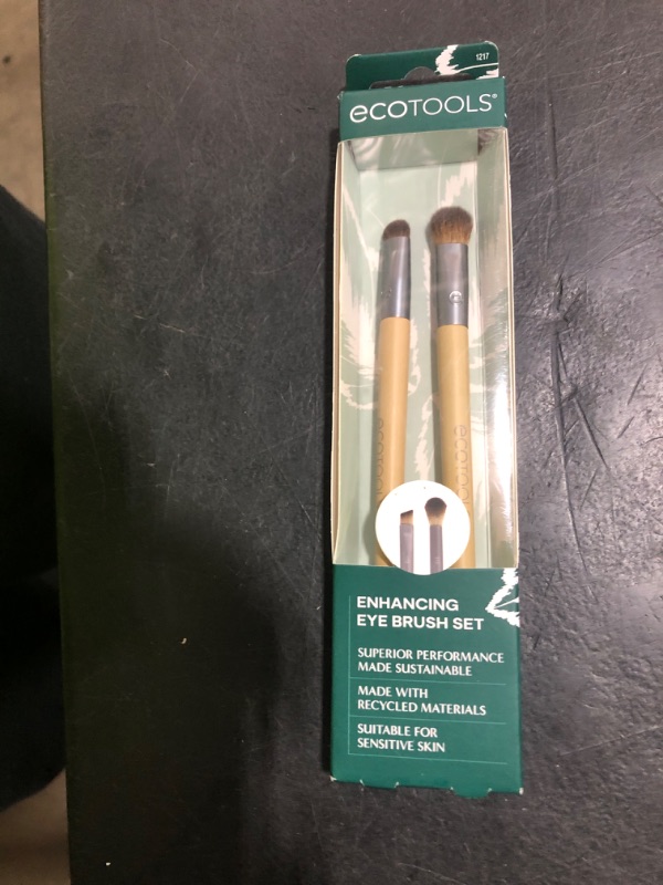Photo 1 of EcoTools Enhancing Eye Brush Set, Makeup Brushes For Liquid, Cream & Powder Eyeshadow & Eye Liner Application, Dual-Sided & Eco-Friendly, Synthetic Bristles, Cruelty-Free, 2 Piece Set