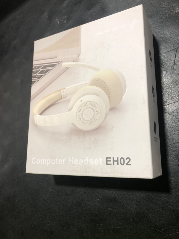 Photo 1 of JIAMQISHI Wireless Headset with AI Noise Cancelling Microphone Bluetooth Headset - Bluetooth V5.2 Headphones with USB Dongle & Mic Mute for Computer/Laptop/PC/iPhone/Android/Cell Phones (White)