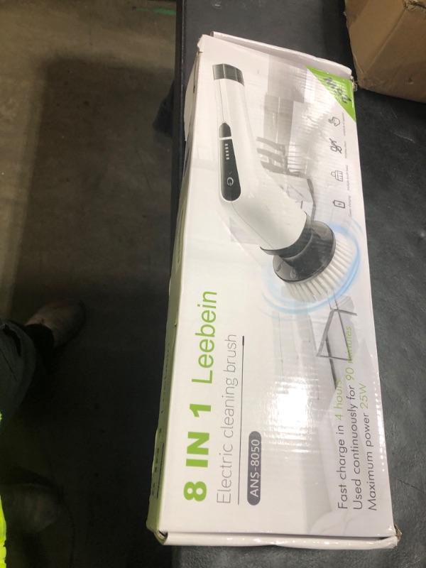 Photo 1 of Leebein Electric Spin Scrubber, Cordless Cleaning Brush with 8 Replaceable Brush Heads, Tub and Floor Tile 360 Power Scrubber Dual Speed with Adjustable & Detachable Handle for Bathroom Kitchen Car