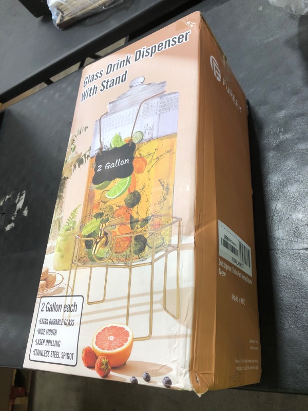 Photo 1 of Drink Dispenser,2 Gallon Drink Dispensers for Parties,Beverage Dispenser with Stand,Glass Lid and Stainless Steel Spigot Leak-proof, Ideal for Lemonade,Juice, Tea, and Party Drinks