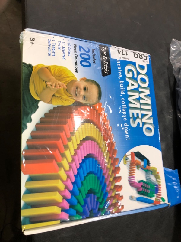 Photo 1 of PEBIRA Large Dominoes for Kids, Wooden Dominos Set Include 200 PCS Colorful Domino Blocks, 11 Add-on Tricks and 1 Storage Bag, Bulk Building Dominoes, Kits Gift for Boys Girls Adult