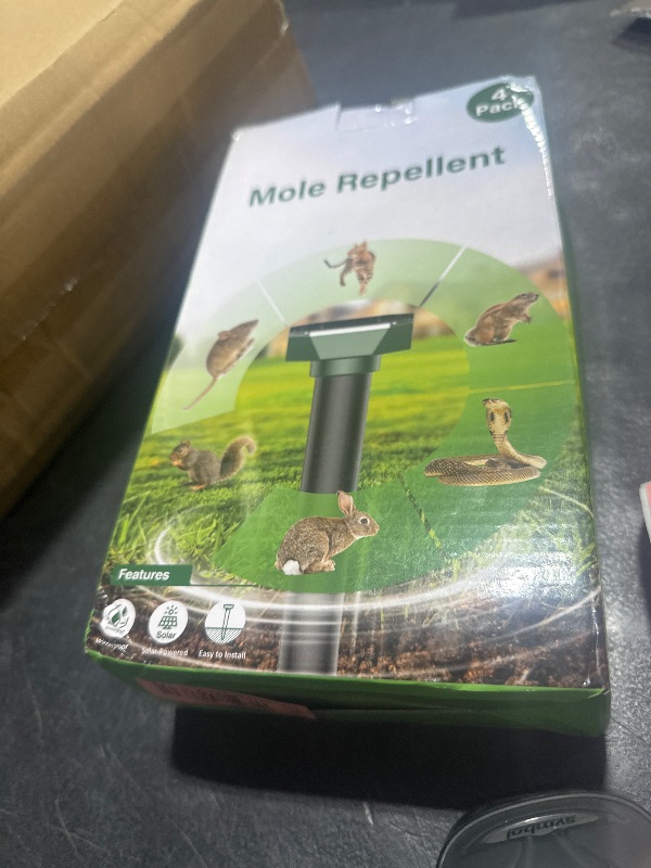 Photo 1 of Snake & Mole & Rabbit Repellent Solar Powered, Ultrasonic Deterrent, IP65 Waterproof, to Get Rid of Vole, Gopher, Groundhog, Rodent, Chipmunk, Raccoon and Skunk for Lawn & Garden, 4 Pack