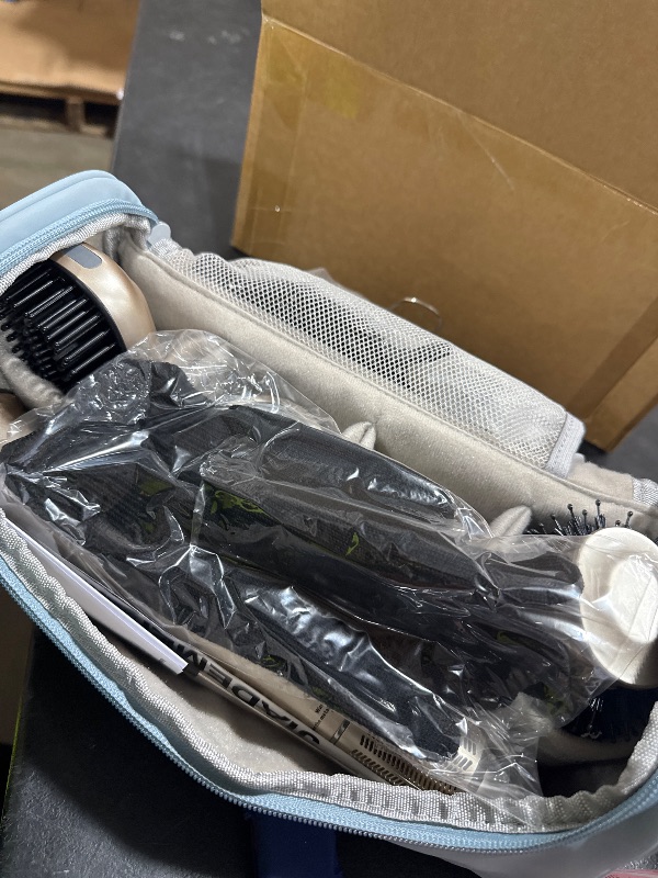 Photo 1 of 6-in-1 Hair Dryer Brush, Hair Styler with Auto-Wrap Curlers, 150,000 RPM High-Speed Negative Ionic Hair Dryer Fast Drying, Blow Dryer Brush for Curling/Volumizing/Straightening with Travel Bag, Gold