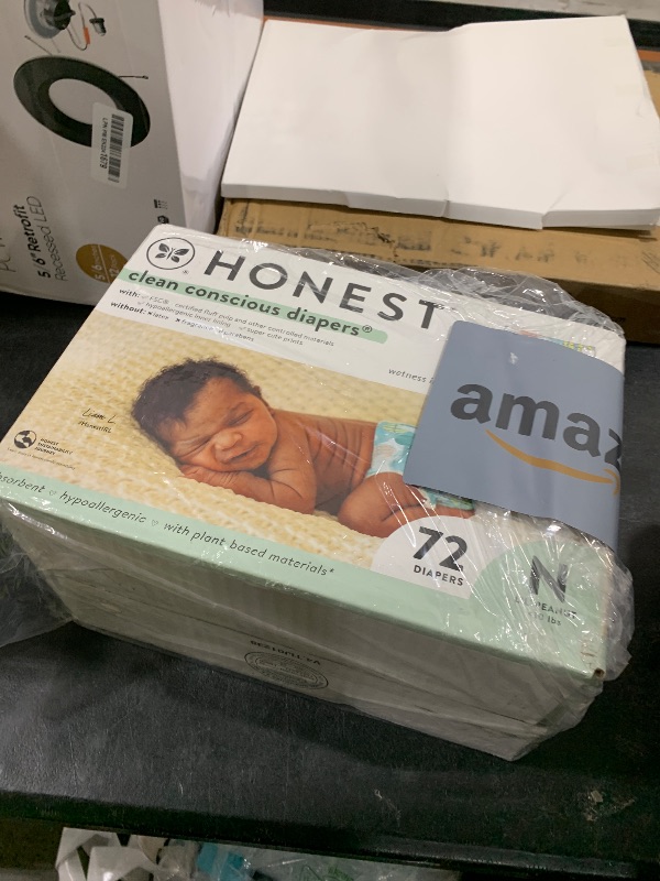 Photo 1 of The Honest Company Clean Conscious Diapers for Delicate Skin | Up to 100% Leakproof | Hypoallergenic, Fragrance Free | Gender Neutral | Club Box, Size Newborn, 72 Count (Prints May Vary)