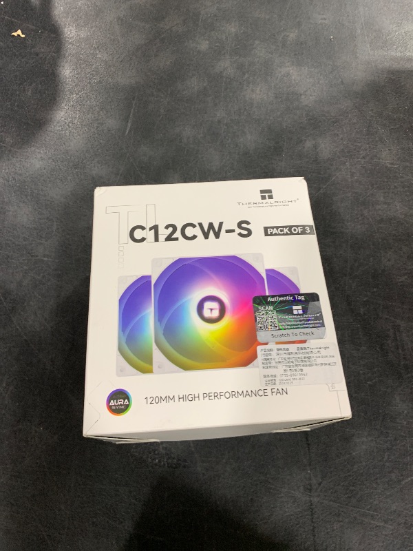 Photo 1 of Thermalright TL-C12CW-S X3 CPU Fan 120mm White ARGB Case Cooler Fan, up to 1550RPM Cooling Fan?4pin PWM Silent Computer Fan with S-FDB Bearing Included