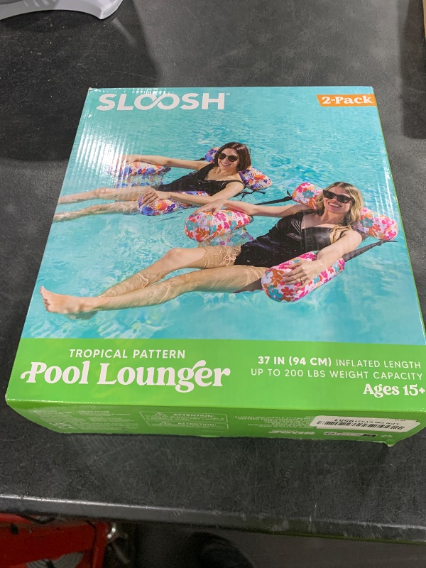 Photo 1 of Sloosh Pool Floats Chairs Adult, 2 Packs Inflatable Pool Lounge Chairs,Blow up Hammock Pool Noodles Floats for Adults,Flower Pattern Floating Water Chair for Pool Lake River(Tropical Flowers)