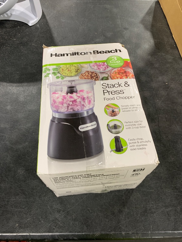 Photo 1 of Hamilton Beach Electric Vegetable Chopper & Mini Food Processor, 3-Cup, 350 Watts, for Dicing, Mincing, and Puree, Black (72850)