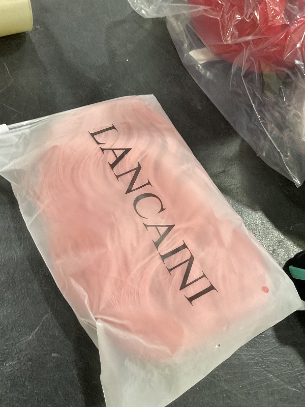 Photo 1 of LANCAINI Pastel Bob Wigs with Bangs for Women Loose Wavy Wig Pastel Wavy Shoulder Length Bob Synthetic Cosplay Wig for Girl Colorful Costume Wigs (Pink)