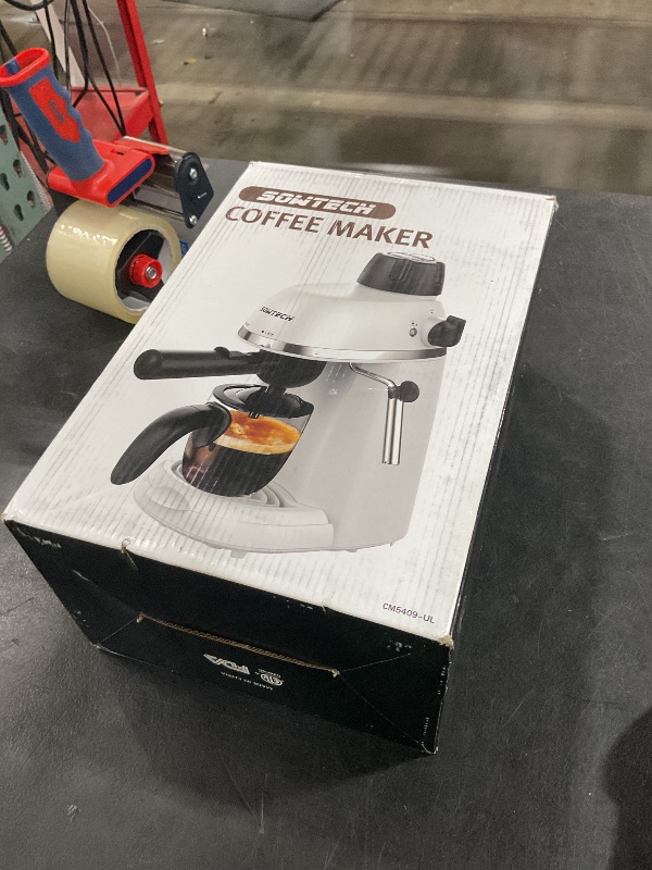 Photo 1 of SOWTECH Coffee Machine, 3.5 Bar Espresso Cappuccino Machine with Milk Frother, 1-4 Cup Portable Coffee Maker for Latte, Cappuccino, 800W, White