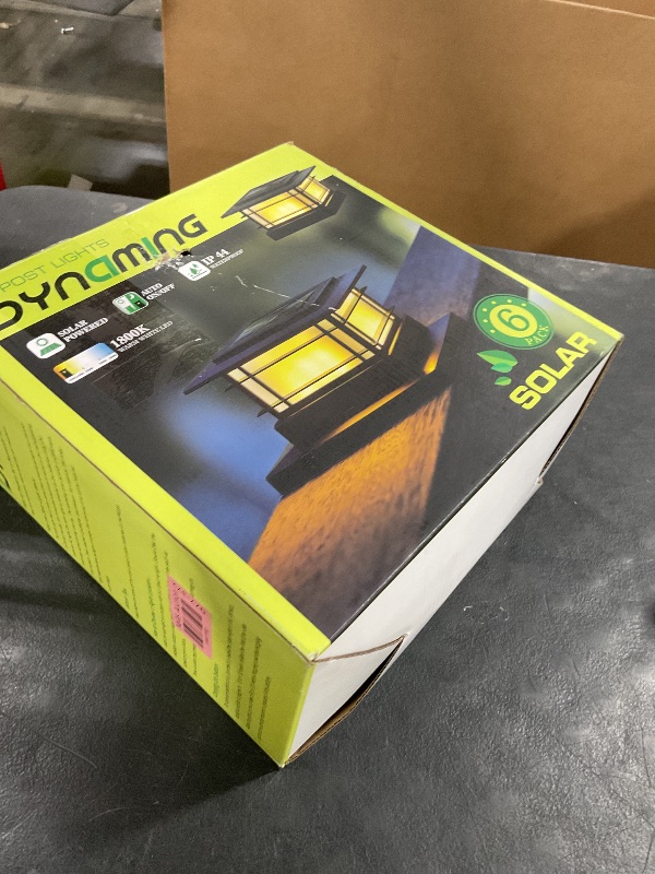 Photo 1 of Dynaming 6 Pack Solar Post Cap Lights Outdoor with Flickering Flame Light, Fence Post Solar Lights Fit for 4x4 5x5 6x6 Vinyl/Wooden Posts, High Brightness SMD LED Lighting Decor for Garden Deck Patio
