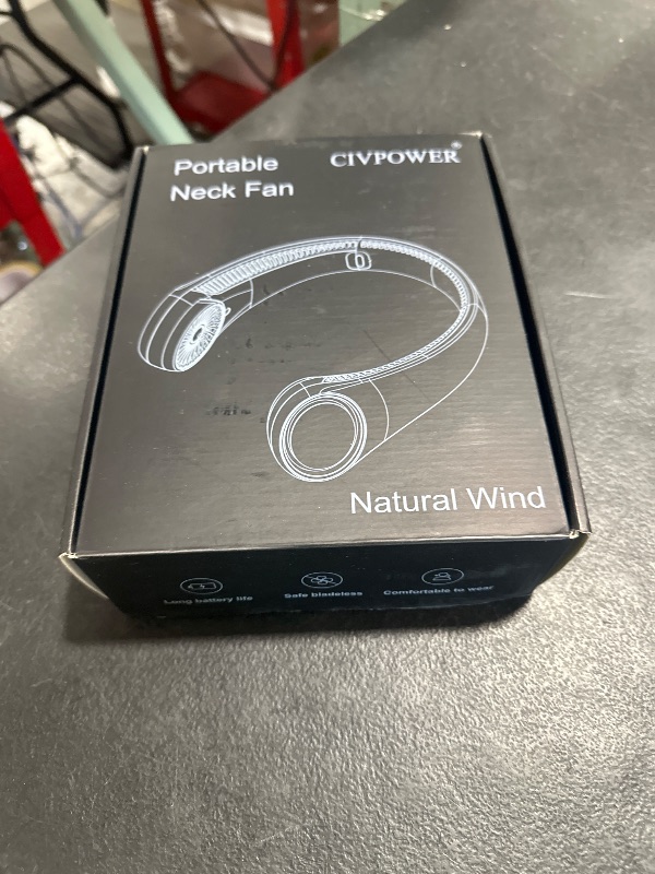 Photo 1 of CIVPOWER Neck Fan: Portable Personal Neck Cooling Rechargeable Bladeless Fan - Hands Free 3 Speed 4000 mAh Battery USB Operated Wearable Headphone Design - for Men Women Outdoor Indoor (White)