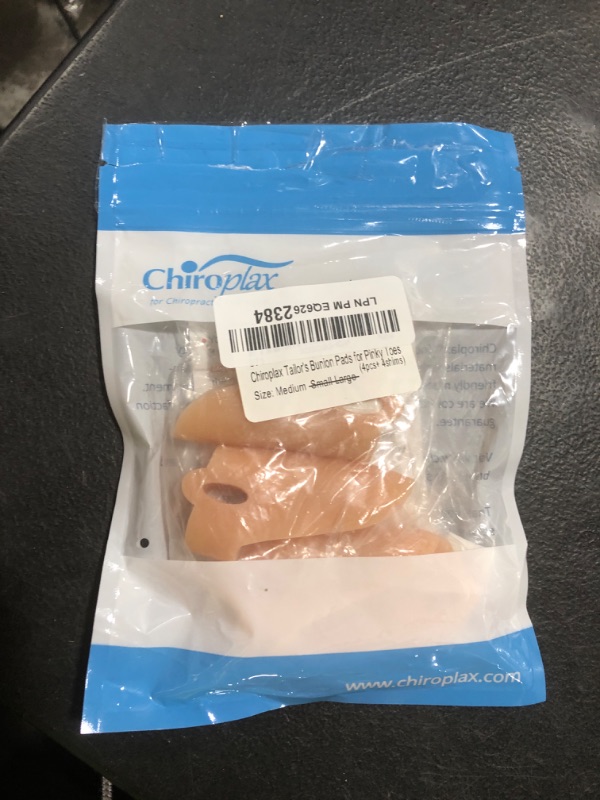 Photo 1 of Chiroplax Tailor's Bunion Corrector Pads Bunionette Pain Relief Pinky Little Toe Straightener Separator Cushion Splint Protector Shield Spacer Cover Guard (4 Pads, Shims - Medium)
