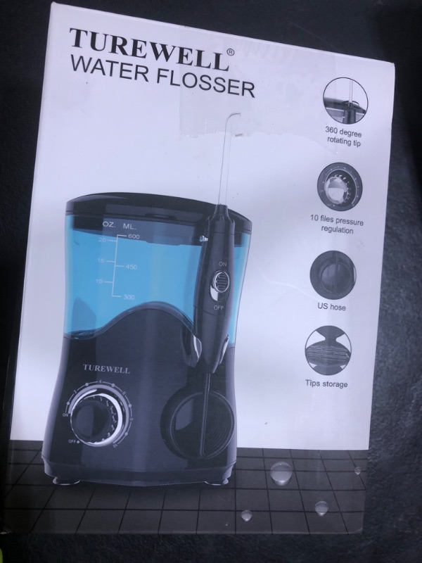 Photo 1 of TUREWELL Water Dental Flosser for Teeth/Braces, Water Teeth Cleaner 8 Jet Tips and 10 Pressure Levels, 600ML Large Water Tank Oral Irrigator for Family(Black)