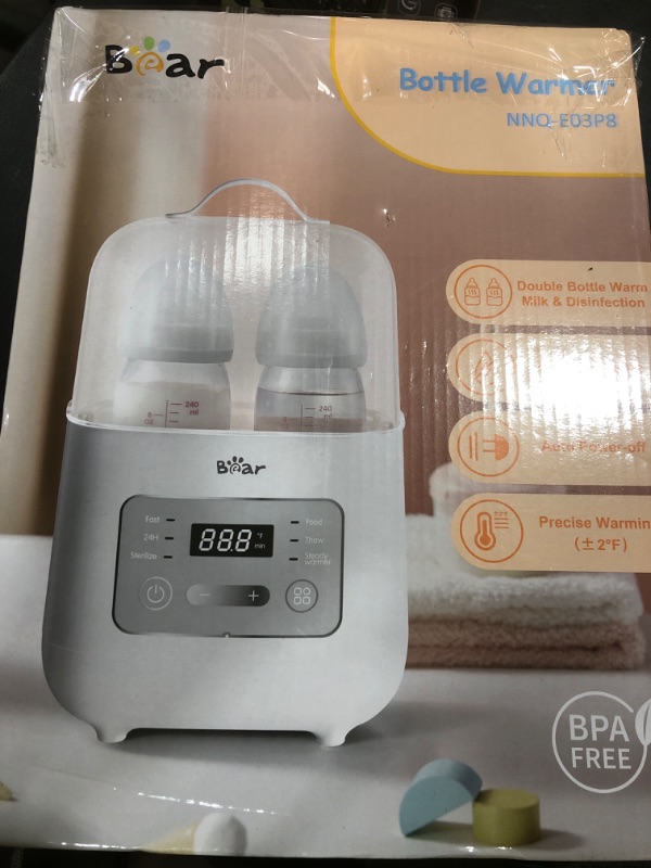 Photo 1 of Bear Bottle Warmer, Baby Double Bottles Heater Breastmilk Food Warmer for New Born Twins, with Temp Control 24H Water Bath Warming, Fast Heating Steaming Thaw Multifunctional