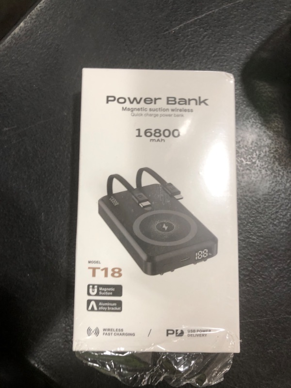 Photo 1 of 2025 Latest Magnetic Wireless Power Bank, 16800mAh Portable Charger with 2 Built in Cables, LED Display Magnetic Battery Pack Travel Essentials for iPhone 16/15/14/13/12/Pro/Mini/Pro Max Andriod