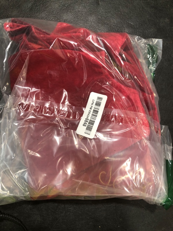 Photo 1 of Bunny Chorus Christmas Tree Skirt, 48 inches Red Luxury Velvet Plush Fur Skirts with Gold Embroidered Holly Leaf for Rustic Xmas Tree Holiday Decorations