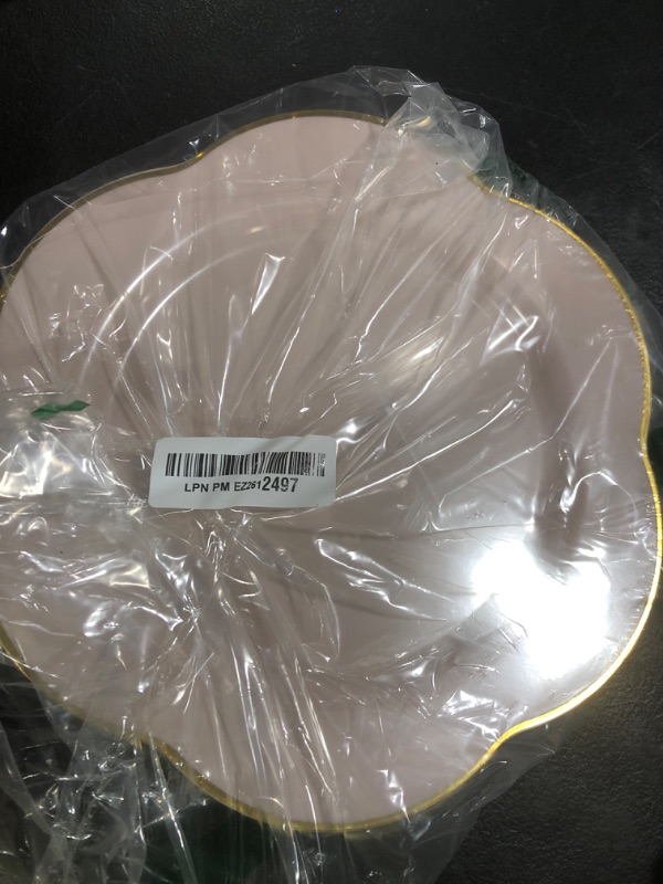 Photo 1 of Liacere 50PCS Pink Plastic Plates - Heavy Duty Pink Disposable Plates - Pink and Gold Plastic Plates Include 25PCS Pink Dinner Plates,25PCS Pink Dessert Plates for Mother's Day& Baby Shower Gifts