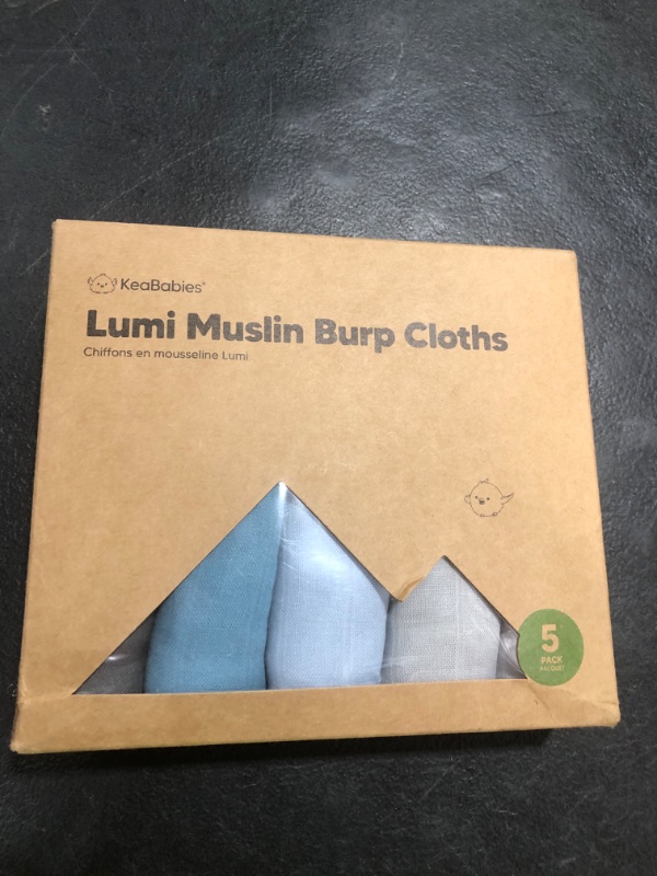 Photo 1 of 5-Pack Cotton Muslin Burp Cloths Baby Girls, Boys - Soft & Absorbent Spit Up Burp Rags, Large Muslin Towel, Cotton Wash Cloths for Babies, Newborn, Infant, No Shrink, Durable, Neutral (Nimbus)