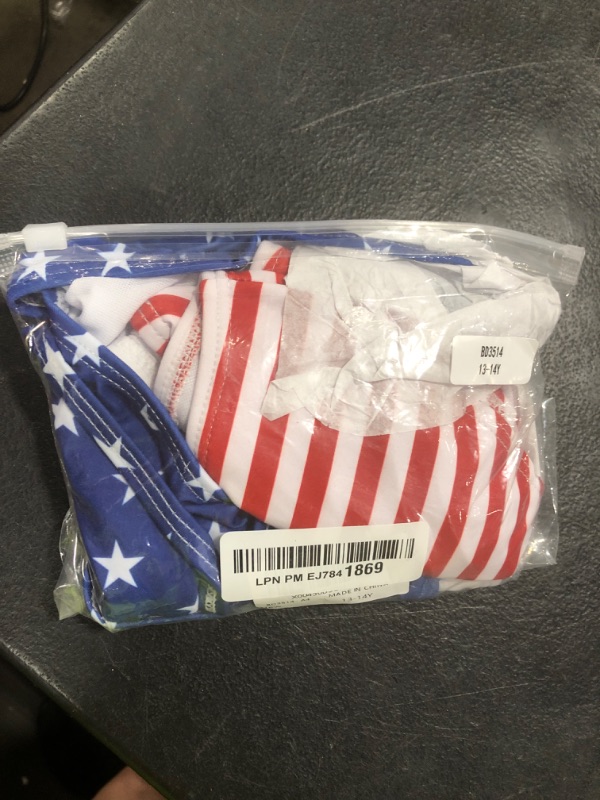 Photo 1 of Girls 4th of July Swimsuit Size 13 14 Teen Girls Bathing Suit American Flag Cutout Bikini Two-Piece Girls' Swimwear 13-14T
