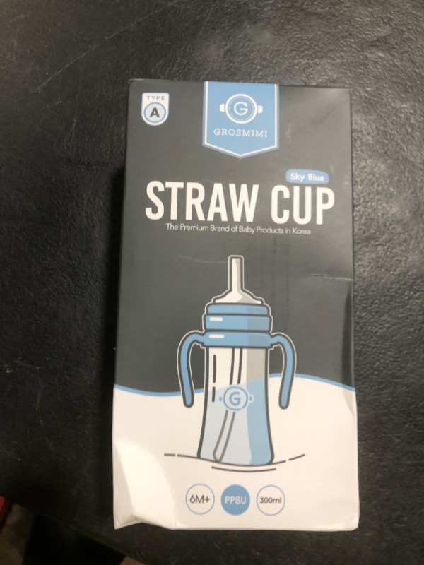 Photo 1 of GROSMIMI Spill Proof no Spill Magic Sippy Cup with Straw with Handle for Baby and Toddlers, Customizable, PPSU, BPA Free 10 oz (Sky blue)