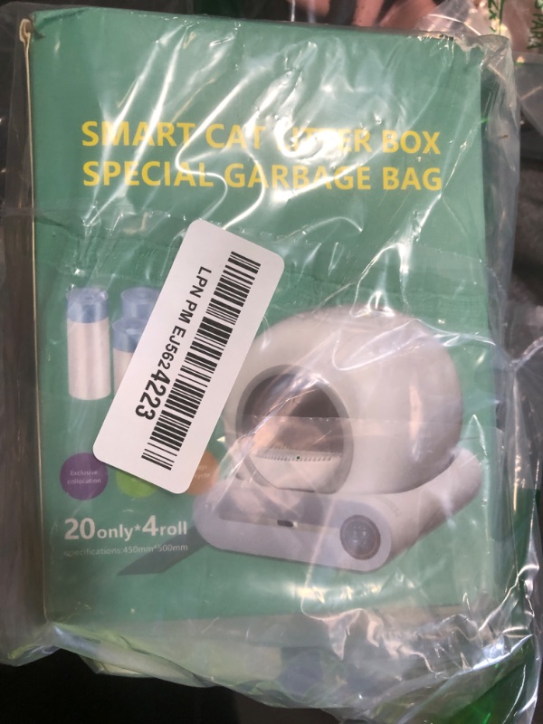 Photo 1 of 4 * 20 Count Trash Bags for Automatic Cat Litter Box Self Cleaning, Replacement Extra Large Liners for Robot Box, 4 Rolls Drawstring Waste Bags, 18 x 18 Inches?4 Rolls/80 Counts?