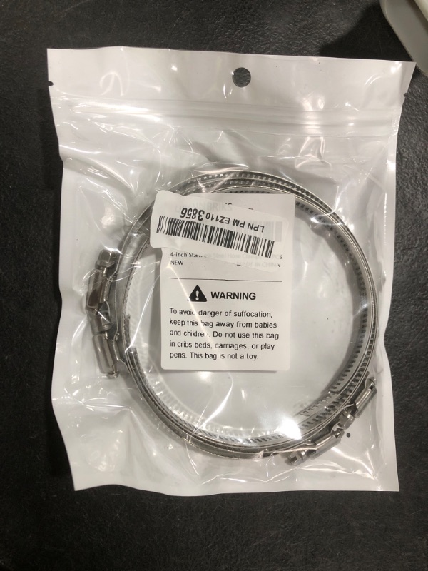 Photo 1 of 4 Pack 4 Inch Hose Clamps, 304 Stainless Steel Quick-Screw Dryer Vent Clamp, Adjustable 3.5? to 4.5? Worm Gear Hose Clamps for Automotive, Dust Collection