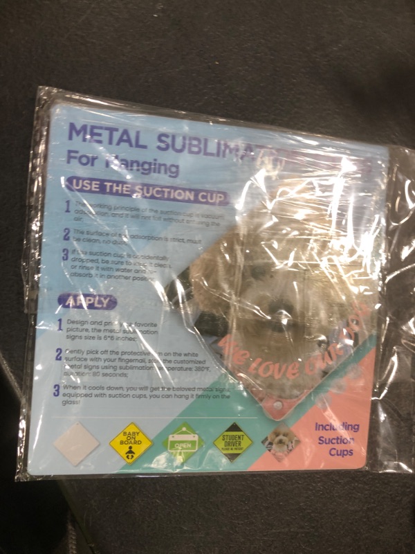 Photo 1 of Metal Sublimation Signs, 4 Pack 6" x 6" Sublimation Blanks Suction Cup Car Window Sign, Custom Metal Signs for Hanging