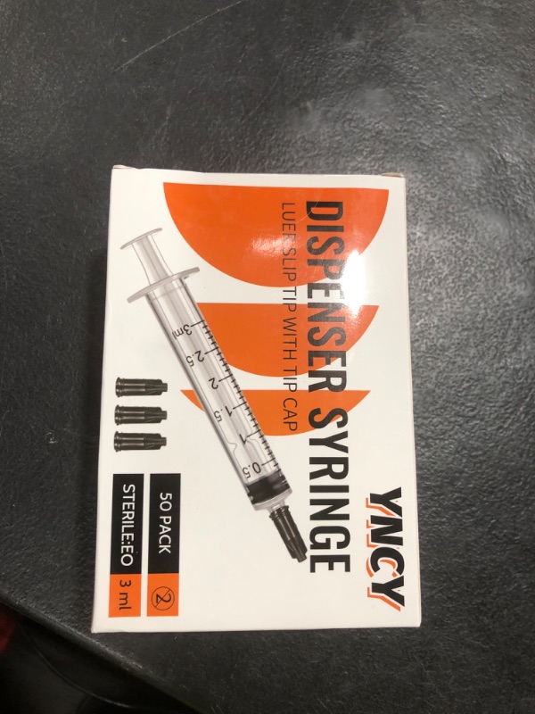 Photo 1 of 3ml Syringes with Cap, Luer Slip Tip, Whole Pack Bulk Sterile Sealed, No Needle, 50 Pack