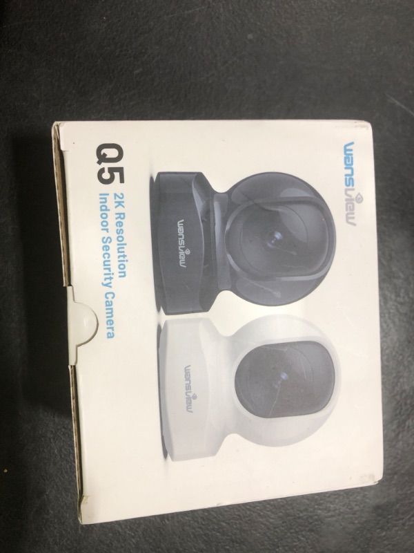 Photo 1 of Wansview Security Camera Indoor, 360 Degree WiFi Home Security Cameras for Pet/Dog/Nanny, 2 Way Audio Night Vision, Works with Alexa, with TF Card Slot and Cloud, 2.4Ghz, Q5 (Black, 3MP)